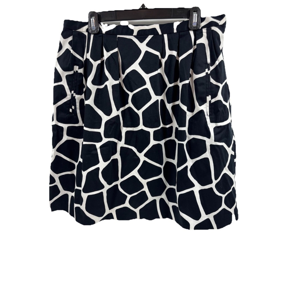 Michael‎ Kors Animal Print Skirt Size 14 Black White Giraffe Tortoise Business